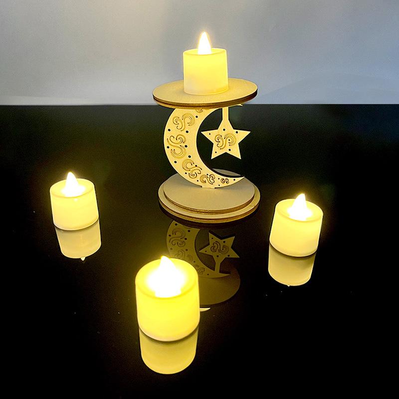 

Украшение на Рамадан 2024 Ид Мубарак подсвечник деревянный подсвечник исламская мусульманская вечеринка атмосфера декор Рамадан комната декор