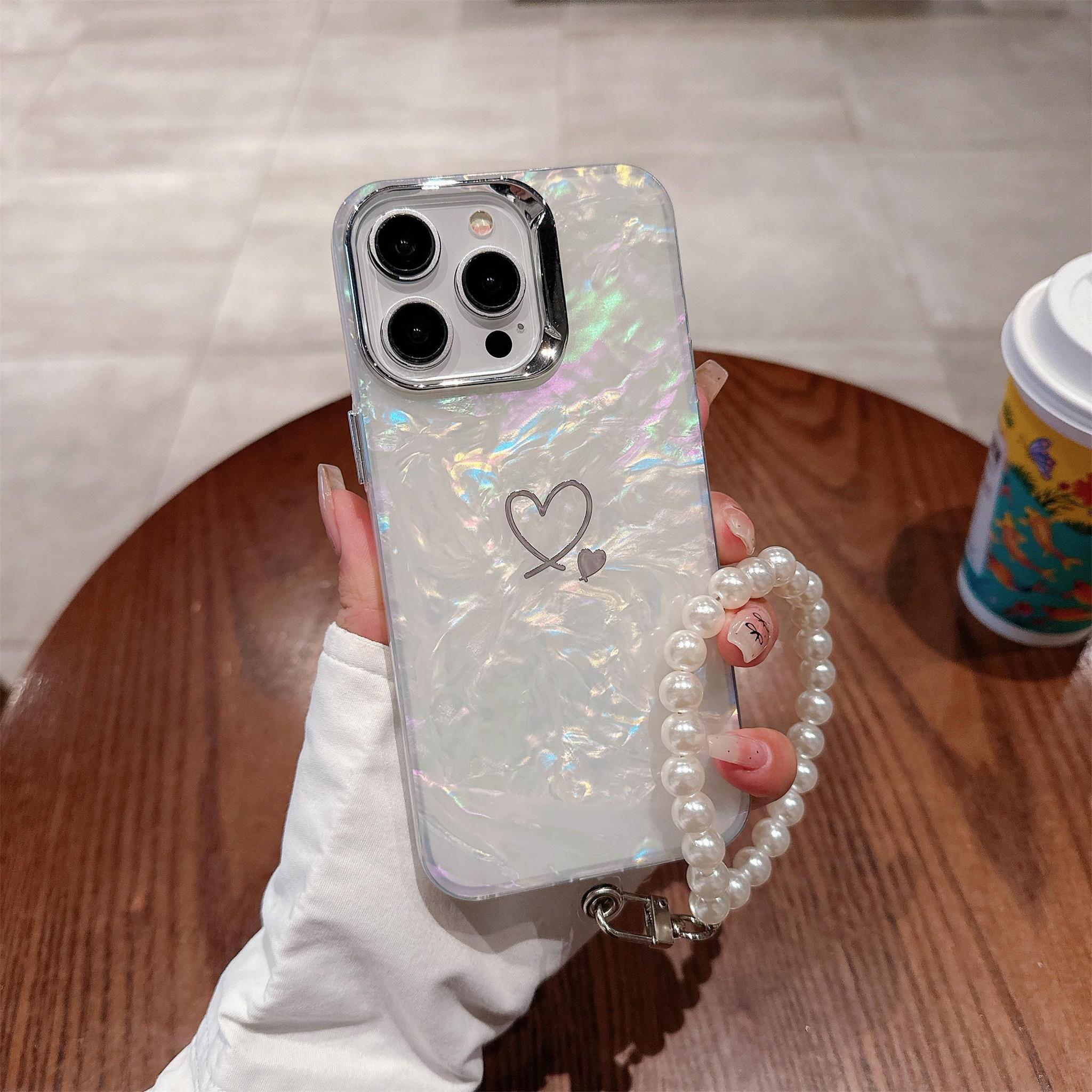 

Чехол для телефона Pearl Hand Chain Love для iPhone X/XR/XS MAX/11/12/13/14/15/16/Pro/Plus/Pro Max, идеальный подарок на день рождения для семьи, друзей и партнеров iPhone 16 Pro