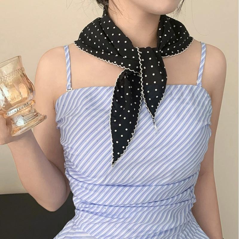 Stilvolles Polka-Dot Dünnes Stirnband Sommer Kleiner Schal Sonnenschutz Haarband Für Sport Outdoor Laufen