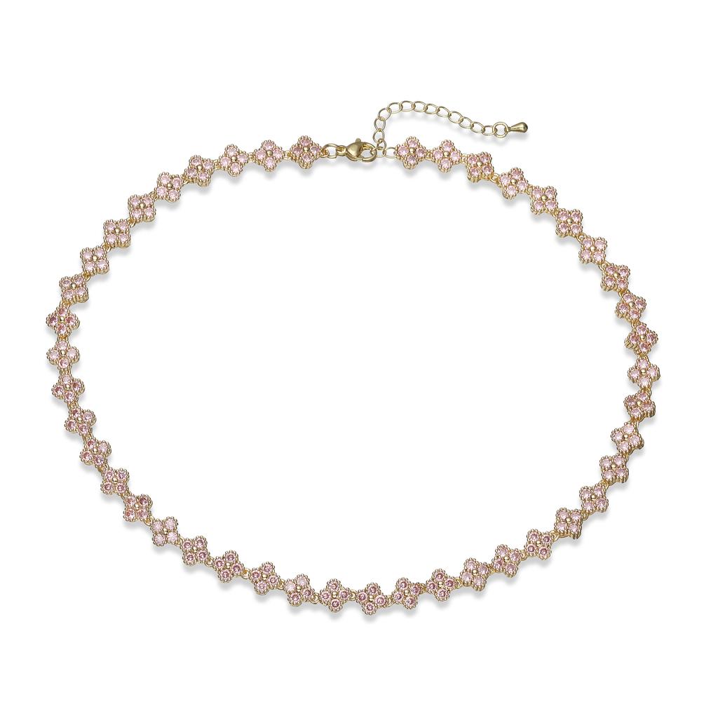 Colorful CZ Stone Copper Bracelet And Necklace Set With Lobster Clasp Adjustable Minimalist Romantic Jewelry