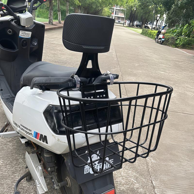 Large Capacity Metal Rear Basket with Backrest for E-bike Helmet and Backpack Storage