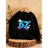 Kids Sweatshirt Over 4Y Unisex Boys Girls 3D Blue Geometric Number 67 Cloud Lightning Graphic Gray Crewneck Soft Fleece Pullover For 4-12 Children