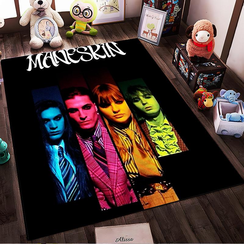 Colorful Portrait Design with Bold Letters Non-slip Rug Suitable for Living Room and Bedroom Sofas