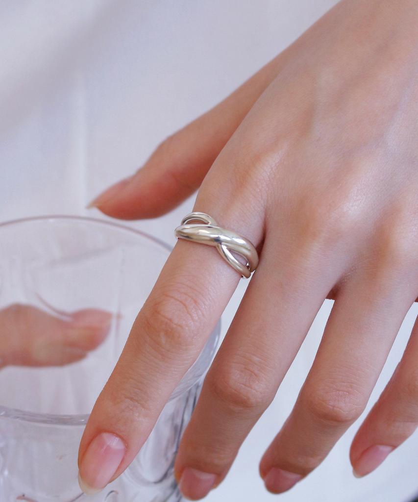47Bag 925 Silver Twisted Bold Silver Open Ring Sinus