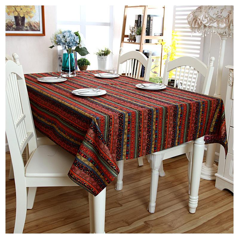 South East Asia Famous Bronzing Striped Cotton And Linen Lace Tablecloth Coffee Table Tablecloth Table Cloth