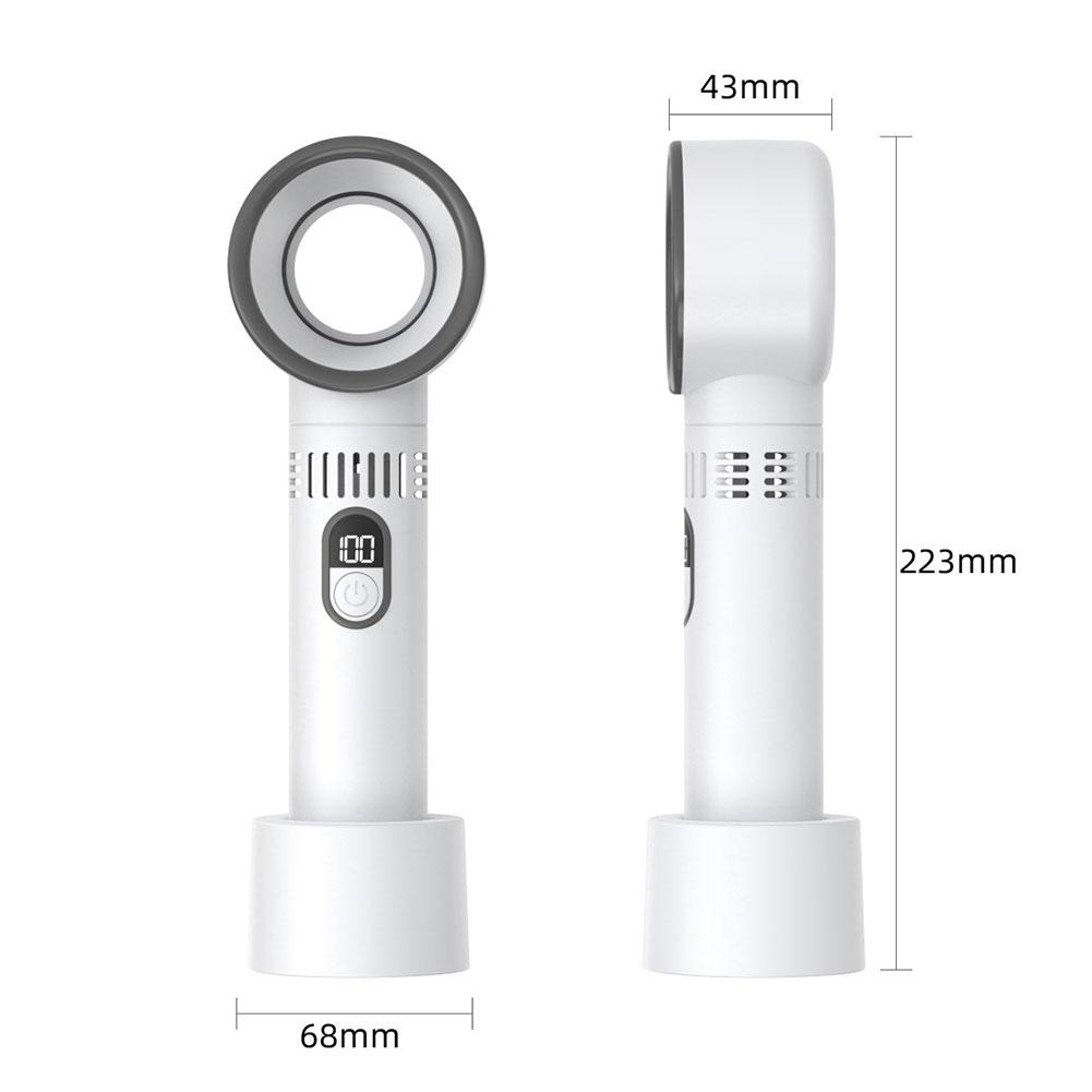 Portable Mini Hand Held Bladeless Fan 5-Speed USB Rechargeable Cooler Fan Digital Display Bladeless Fan for Bedroom Home Office