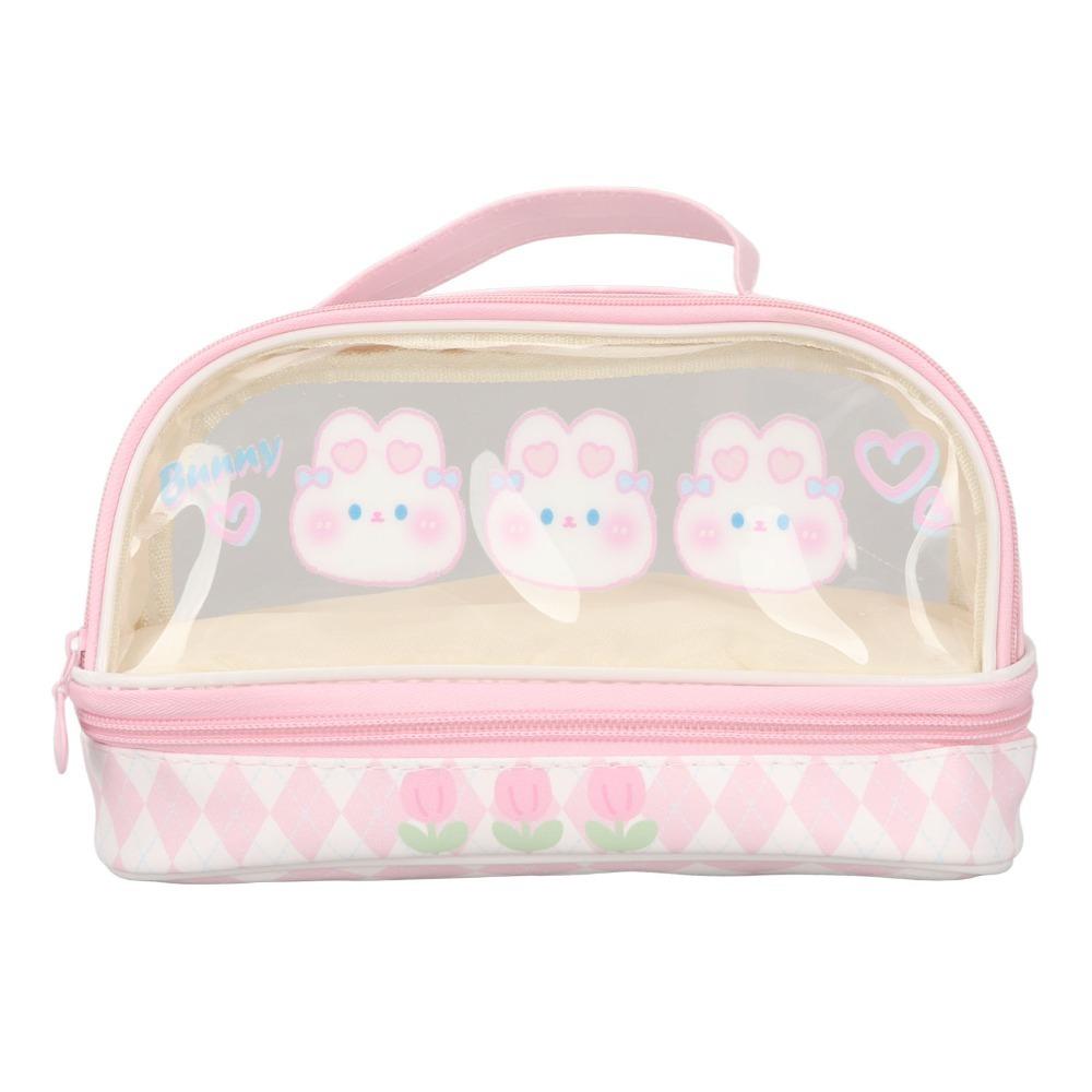 

Transparent Handheld Pencil Pouch 5.9 x 3.7 x 8.9in Bunny Pencil Case Daily Use Bunny Pencil Pouch