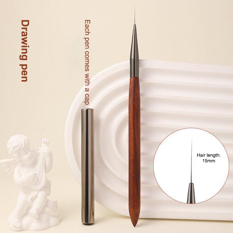 Durable Sandalwood Pole Nail Art Brush Professional Nail Liner Brush Nail Art Phototherapy Pen Nail Painting Brush