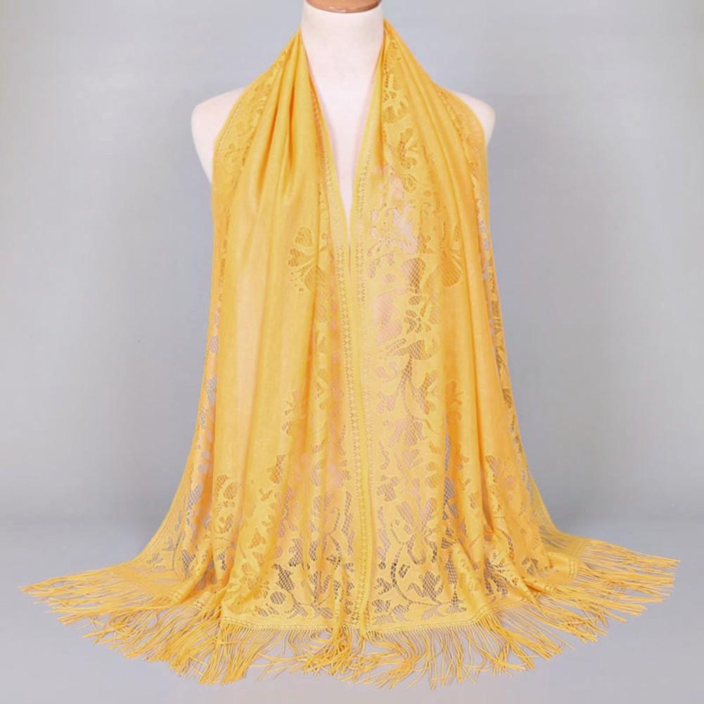 All Match Floral Tassel Scarf Hollow Solid Breathable And Comfortable