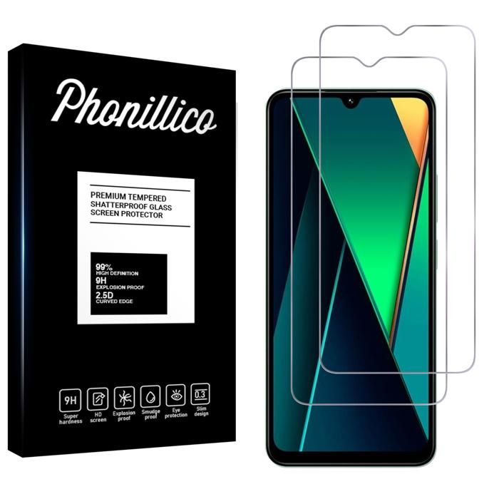 Screen Protector - Phonillico® - Xiaomi Poco C75 - Pack of 2 - Tempered Glass - Scratch Resistant