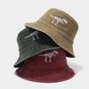 Bucket Hat Men's New Retro Dinosaur Skeleton Embroidered Basin Hat American Washed and Old Outdoor Sun Protection Hat