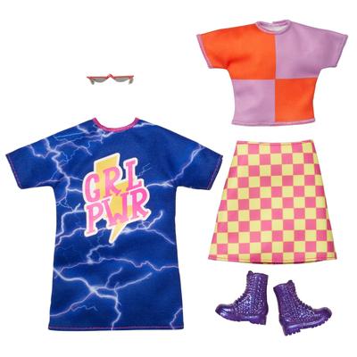 Mattel Barbie Fashion Girl Power Dress Set Vinyl Doll HBV69 2-Pack & [Reusable Bag] [Dress-Up Clothes] [Ages 3+]