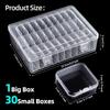 Bead Storage Containers Hinged Lid Rectangle Clear With 30 Pieces Cases Beads Storage Organizer For DIY Accessory Bracelets