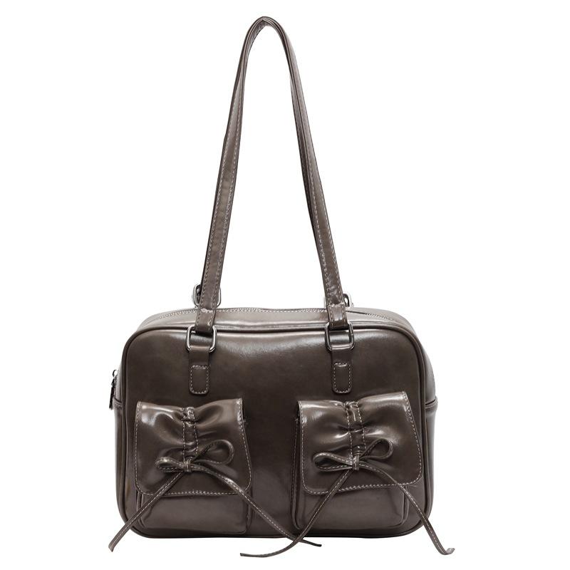 

Рюкзак премиум-класса большой вместимости, новая сумка через плечо с плиссированным бантом, сумка подмышку для поездок на работу, сумка-подушка серый