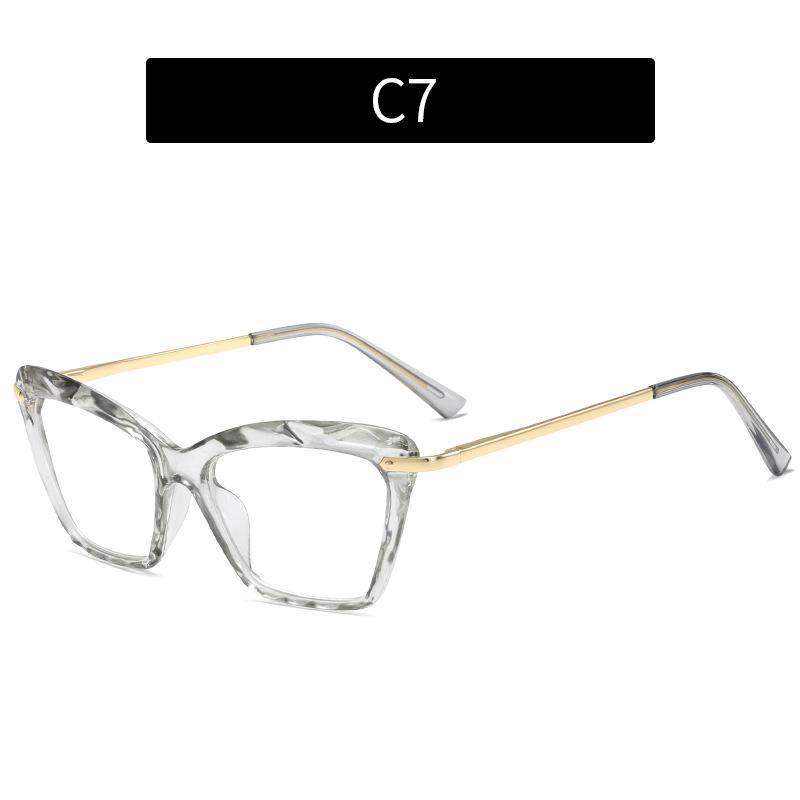 New fashion crystal multi-faceted flat mirror, European and American cat eye anti-blue light glasses frame trendy glasses frame