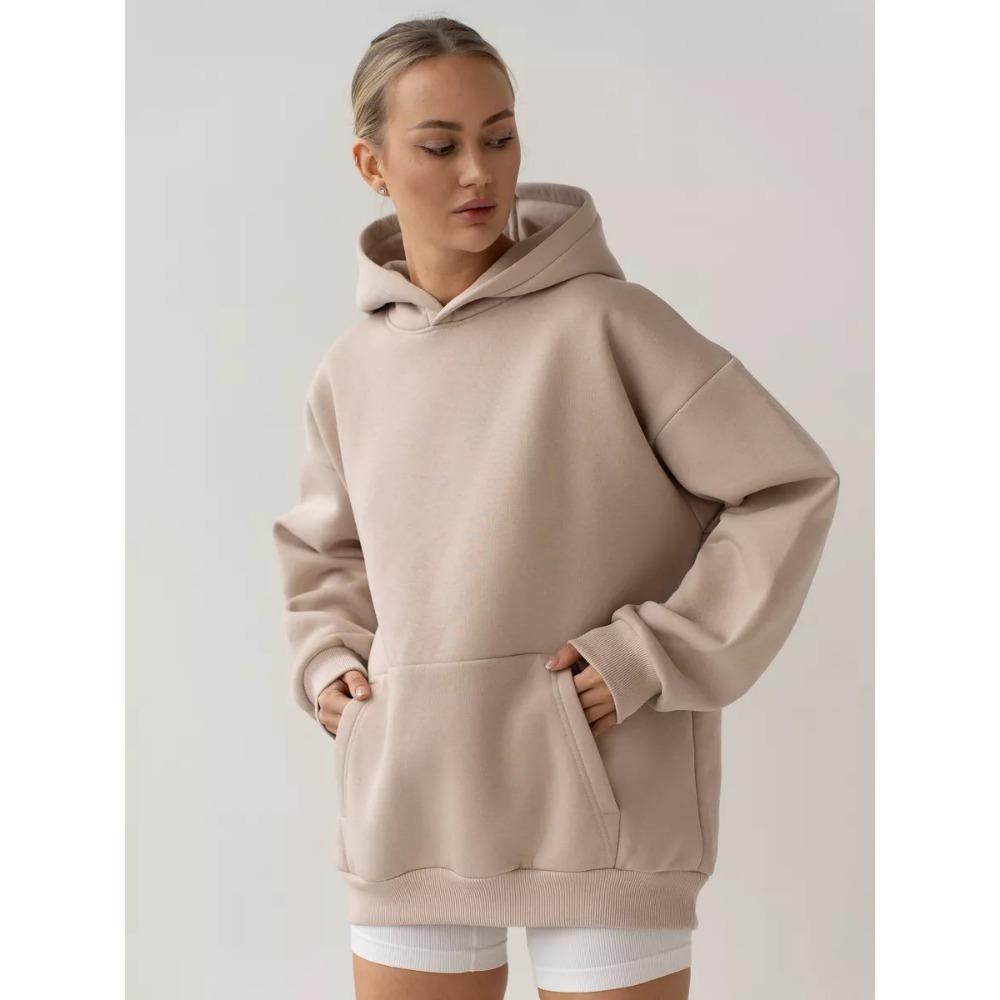 Women's Long Sleeved Hooded Sweatshirt with Loose Fitting Top
