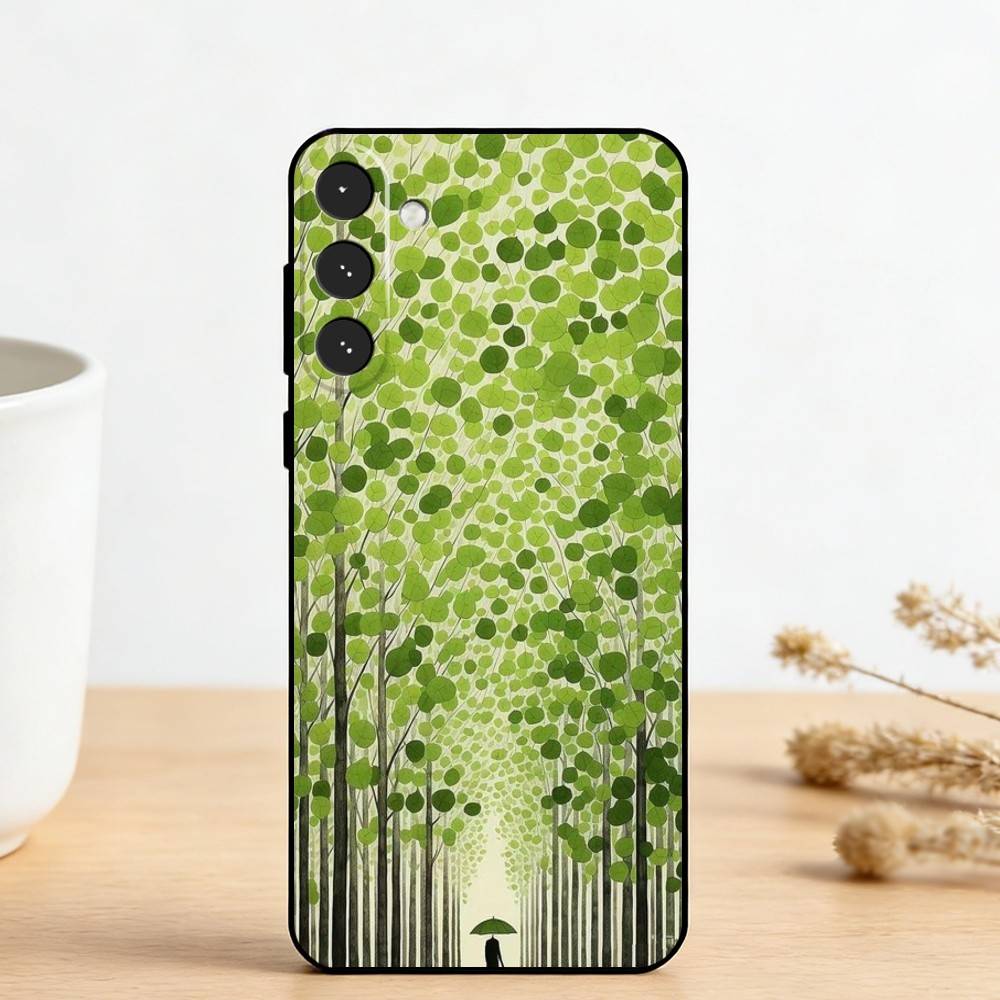 H-Human And Natural Scenery Phone Case For Samsung Galaxy A73,A72,A71,A70,A53,A52,A51,Others Soft Black Cover