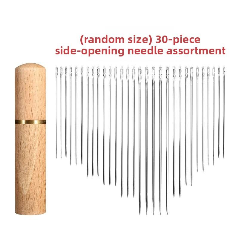 

30pcs/set Elderly Blind Needle Pin with Hole for Hand Thread Sewing Needle Tool Wood color