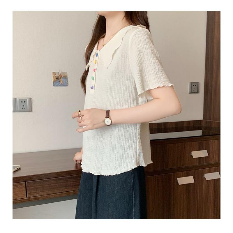 Plus Size Women's Summer Fashion Fashion Sweet Colorful Button Short-sleeved T-shirt Women