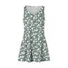 Lässiges Damenkleid mit V-Ausschnitt, ärmellos, Blumendruck und Seitentaschen
