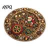 Holiday Welcome Mat for Guests Round Christmas 3D Rug Optical Illusion Area Santa Gnome Floor Decor Pattern Non-slip Living Room Entryway