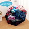 Custom Name Peacock Flowers Romance Umbrella Folding Umbrella, Automatic Umbrella - 8-Frame for Travel, Casual Lightweight Personalized Gifts