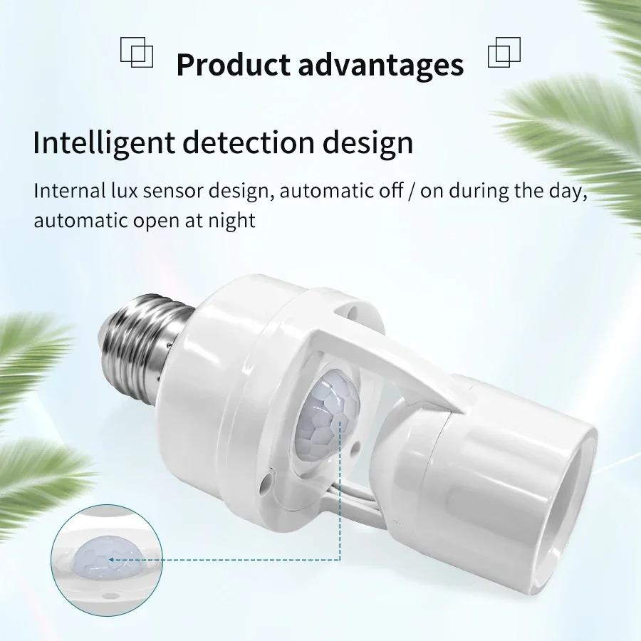 AC100-240V E27 Bulb Socket Converter with PIR Motion Sensor Ampoule LED E27 Lamp Base Intelligent Light Switch E27 Lamp Holder