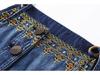 Ethnic Embroidered Denim Strappy Maxi Dress - Slimming Ankle-Length Style