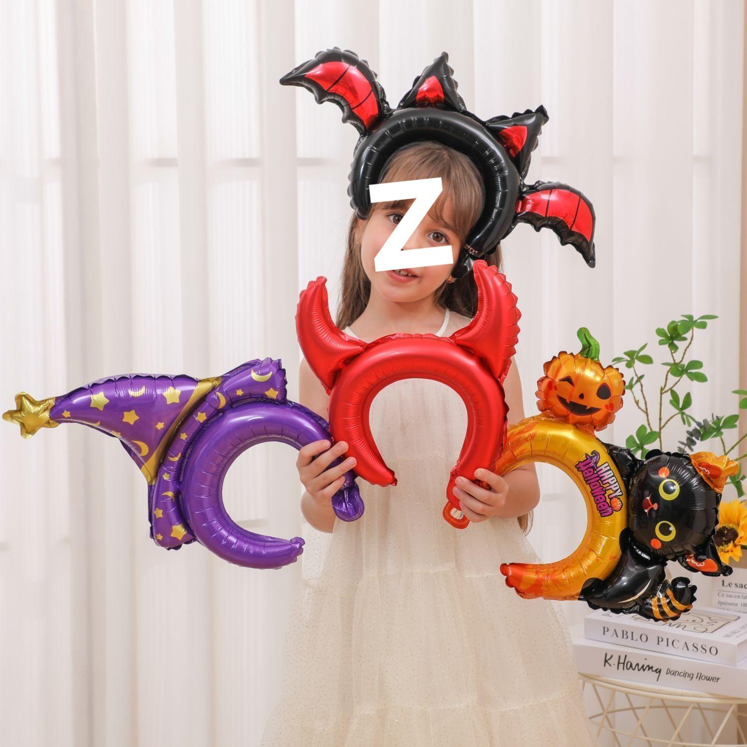 

Хэллоуин Головной убор из воздушных шаров: Повязка на голову Летучая мышь, Тыква и Черный кот для детей - Идеальный подарок для школьных или торговых центров 10 pieces