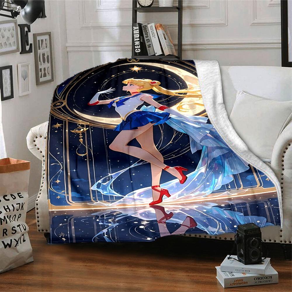 1 szt. Koc flanelowy Sailor Moon [Przytulny koc narzutowy] Na sofę, łóżko, podróż, kemping, salon, biuro, kanapę, krzesło i łóżko