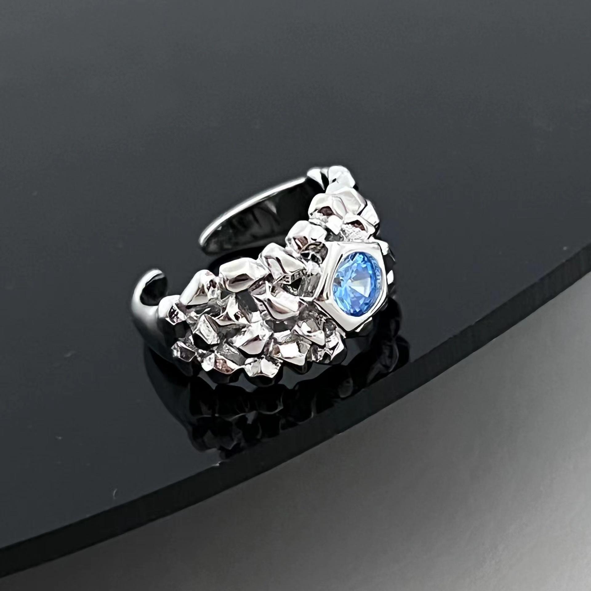 Текстура Индивидуальность Открытое кольцо Женское Французское Высококлассное Лунный камень Нишевый дизайн Кольцо Простое Кольцо на указательный палец