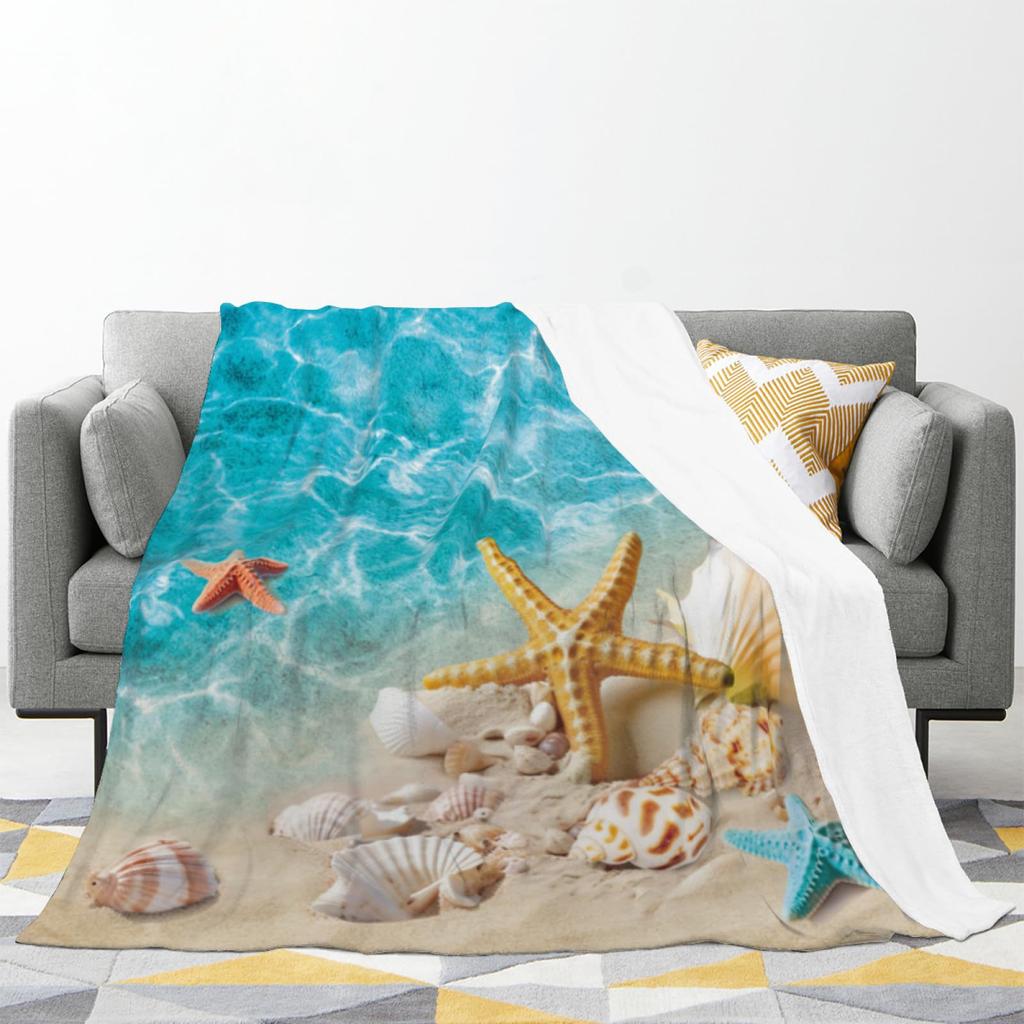 Ocean Blanket Soft Comfort Blanket Flannel Blanket Bed Sofa Travel Blanket Bedding Beach Theme Decoration