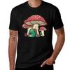 Frog Sitting Under A Mushroom Knitting Cottage Core Frog And Mushroom Cute Frog And Mushroom Gift For People Who Knit Tshirt