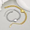 Vnox Stainless Steel Love Hand Bracelet For Women Gold Silver Color Strap Chain Bracelets Girls Heart Jewelry Girls Mom Gift