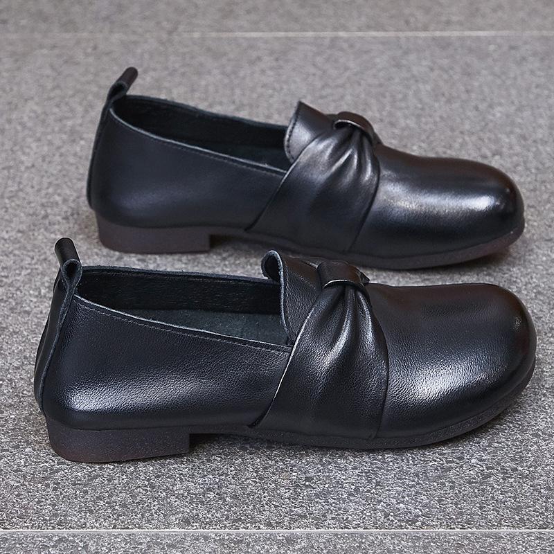 Women's Shoes New Autumn Soft-soled Small Leather Shoes Retro First-layer Cowhide Mother Shoes One-pedal Flat-soled Single Shoes Women