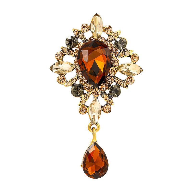 Винтажная роскошная хрустальная брошь, модный корсаж для шубы, барочный аксессуар с камнем в форме капли