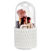 360° Rotating Makeup Brush Holder with Lid, Large Capacity Dustproof Acrylic Cosmetic Organizer for Vanity