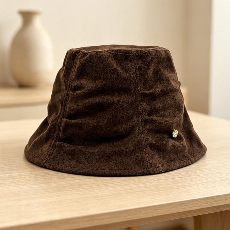 Artistic Versatile Fisherman Hat Retro Basin Hat Autumn and Winter Face Enhancing Small Bucket Hat Warm Big Head Circumference Hat Children's Style