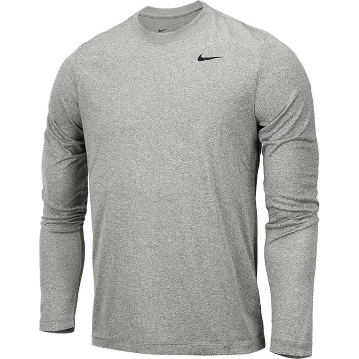 

Nike Однотонная футболка с логотипом и круглым вырезом, длинными рукавами, мужские топы, серые DX0994-063 XXL
