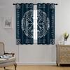 Retro Antike Wikinger Verdunkelungsvorhang Rustikal Nordische Mythologie Mystisches Symbol Aufdruck Ösenfenster Isoliert LärmSchutz Vorhänge Dekor für Schlafzimmer Wohnzimmer