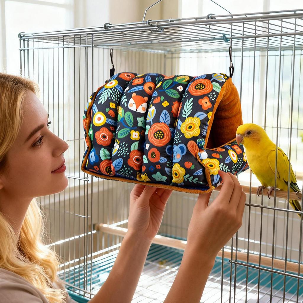 Bird Bed For Cage Foldable Warm Soft Hammock Cockatiel Bed Shelter Parrot Hammock For Lovebird Canary Finch Conure Hamster