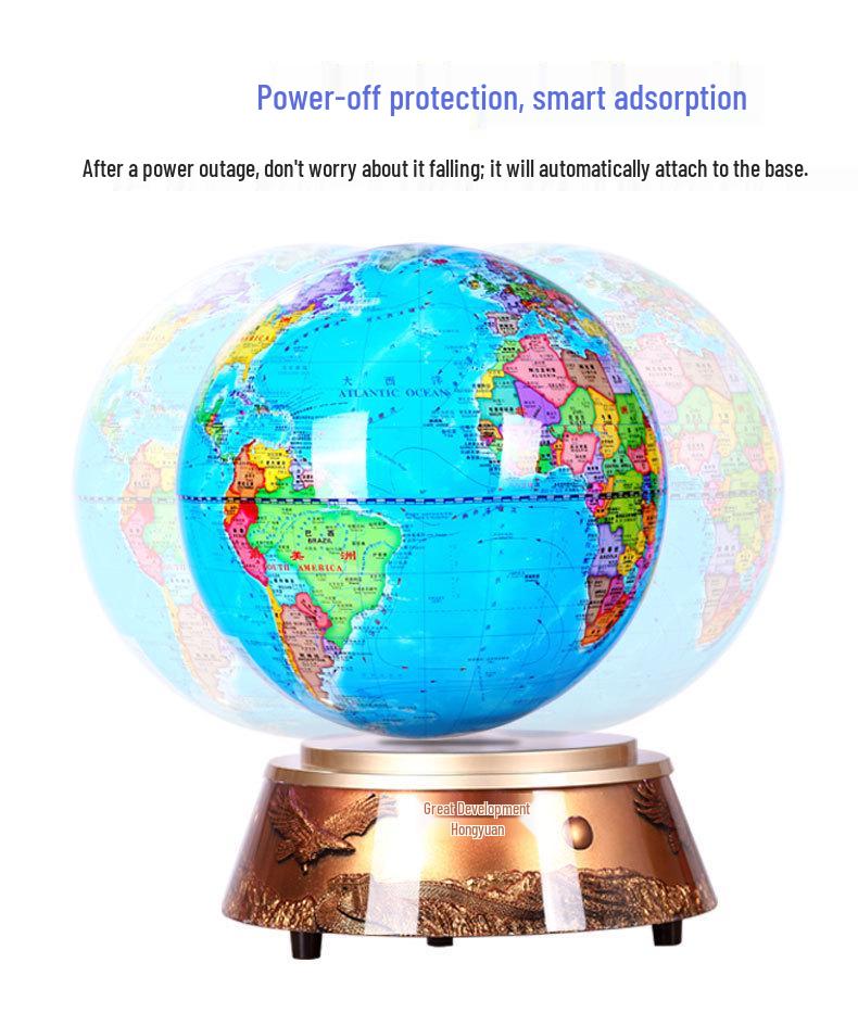 12-inch Illuminated Magnetic Levitation Globe: Handcrafted Living Room Ornament with Advanced Black Technology.