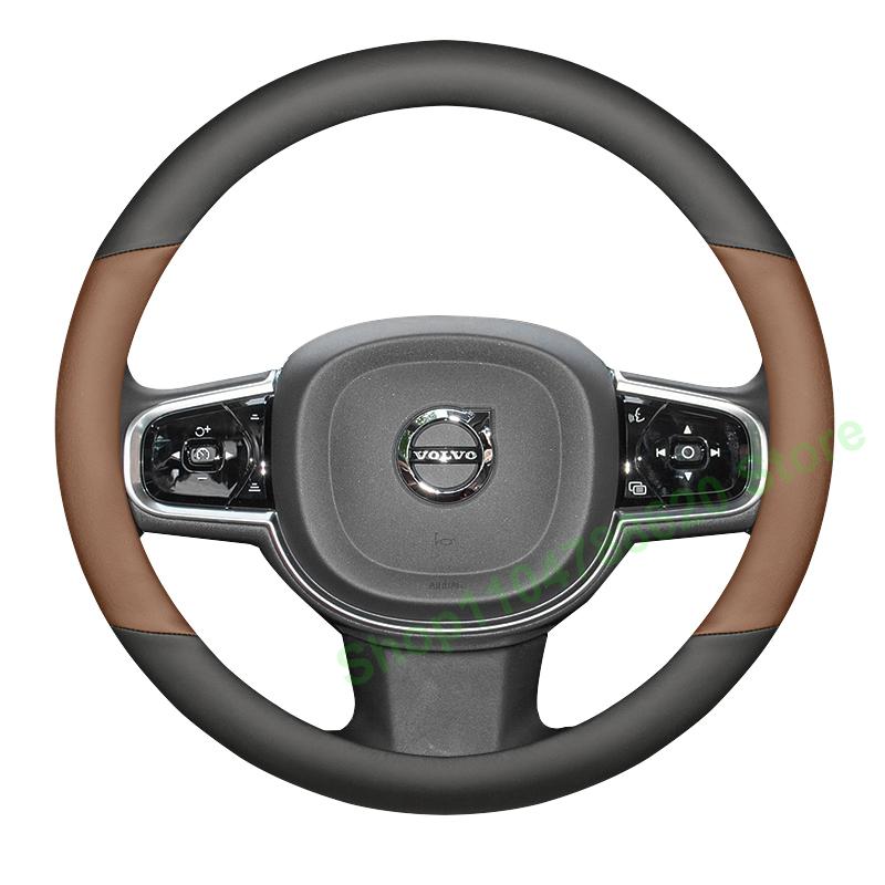 High-Quality Leather Steering Wheel Cover for Volvo V60 V90 XC90 S60 Anti-Skid Car Handle Four Seasons Interior Accessory