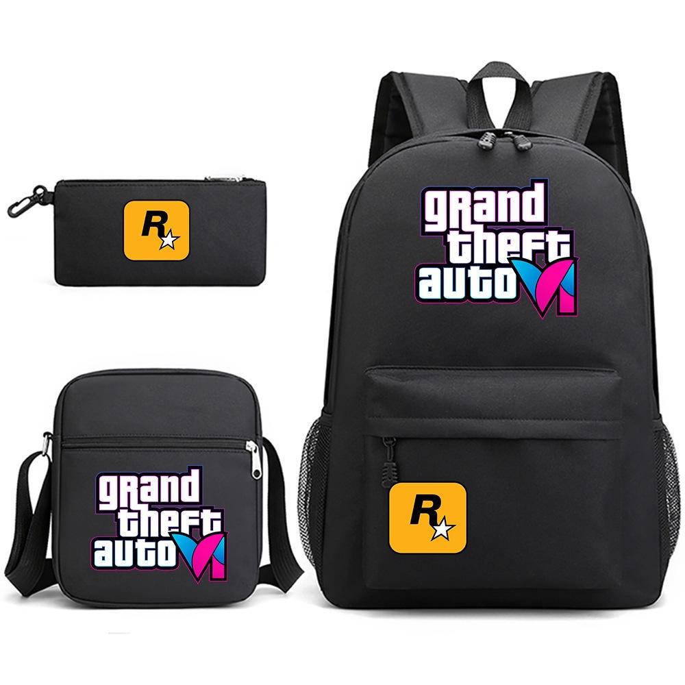 Grand Theft Auto Spel Merchandise Mode Student Schooltas Rugzak Schouder Etui 3-Delige Set