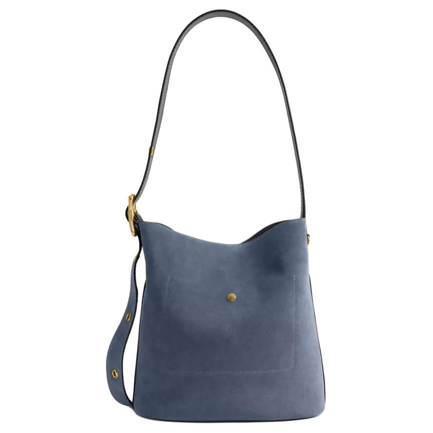 Coach Bleecker 28 Removable Zipper Bag Suede Leather Shoulder Bag Large Women shoulder bag Denim-Blue CCC24-B4LD