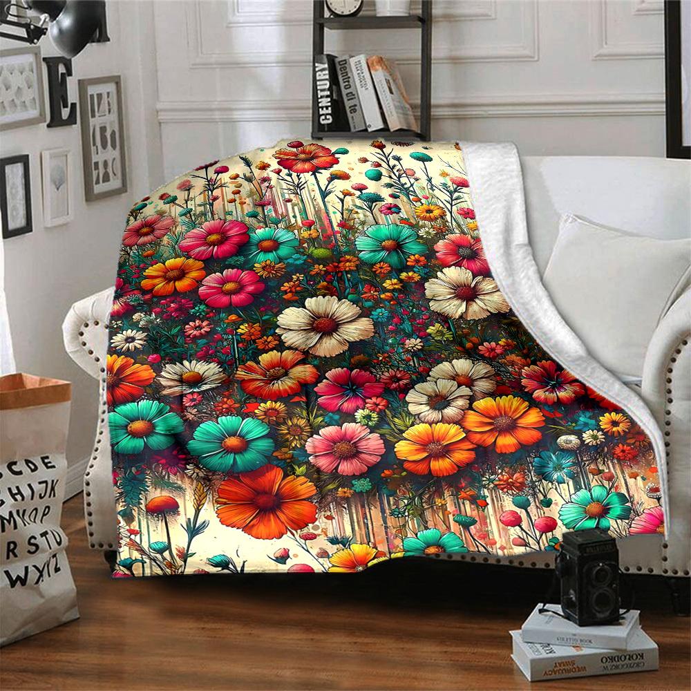 1pc Floral Fantasy Blanket, Lightweight Flannel Throw Blanket For Sofa, Bed, Travel, Camping, Living Room, Office104