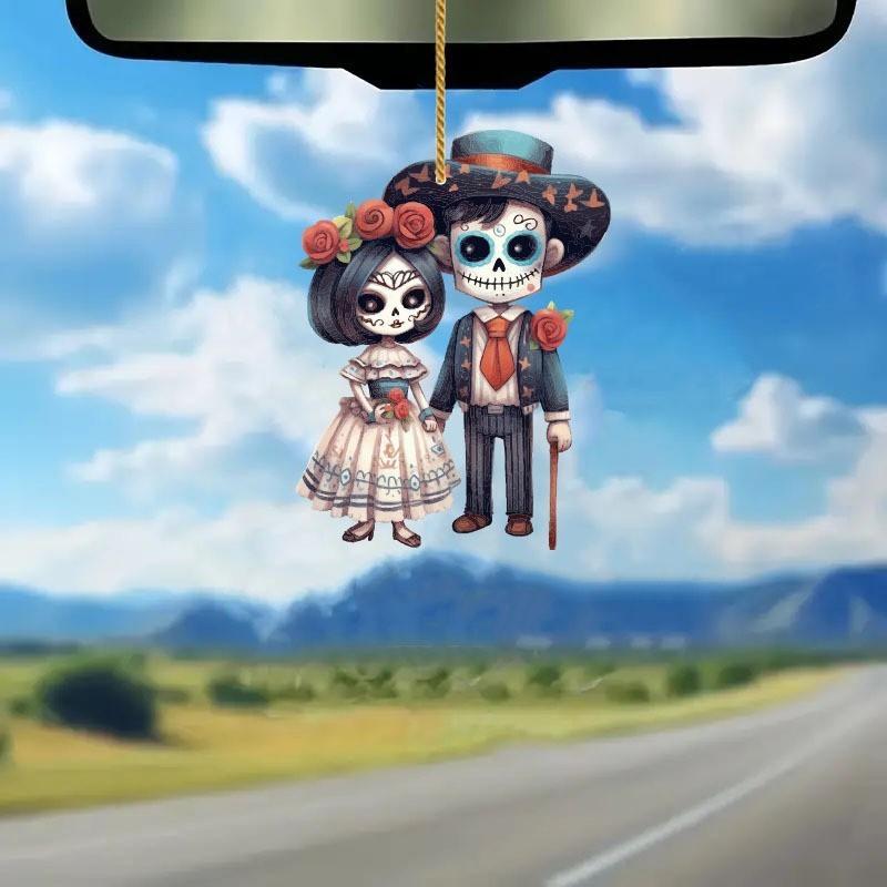 Skeleton Pendant Halloween Acrylic Car Accessory Fun Design Vehicle Interior