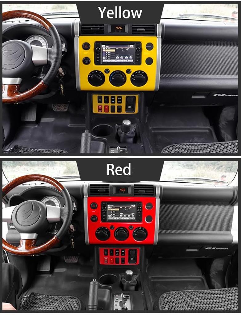 Yellow Car Console Air Conditioner Switch Panel Trim Cover Sticker for Center Console Auxiliary