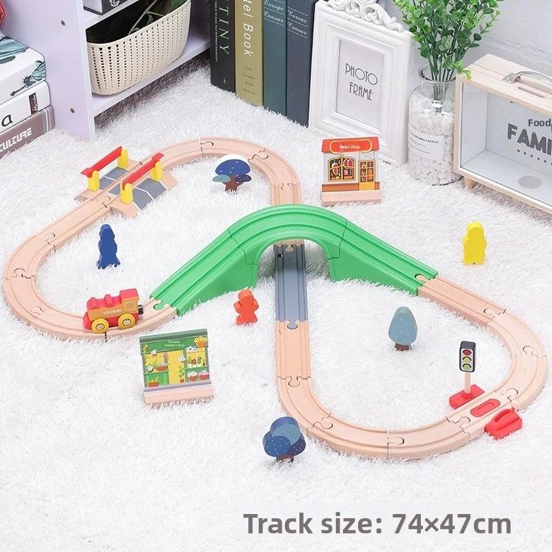 All Kinds of Wooden Track Set Wooden Railway Train Tracks Compatible with All Brands Wood Tracks Train Toys for Kids Gifts
