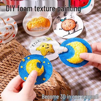 3D Foam Texture Painting Kit for Kids - Handmade Water-Absorbent Sponge Set with DIY Squeeze Toy Texture Paper